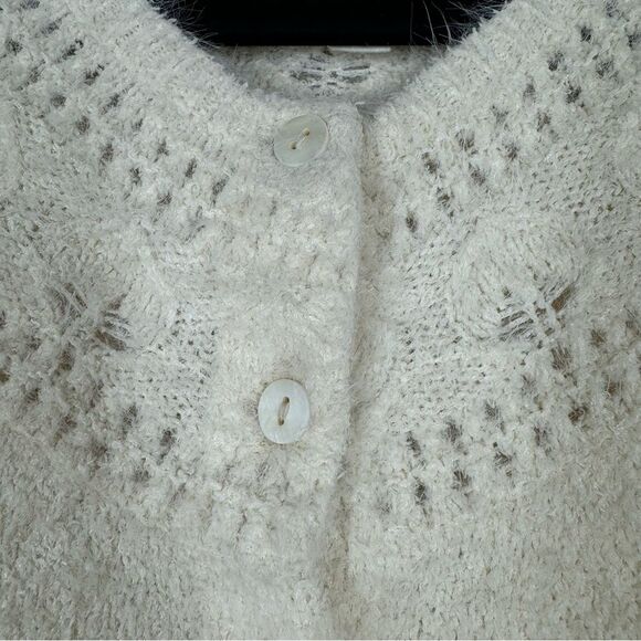 J. Crew X The Reeds Fuzzy Cardigan Sweater Cream Cottagecore Grandmacore Large - Picture 3 of 7